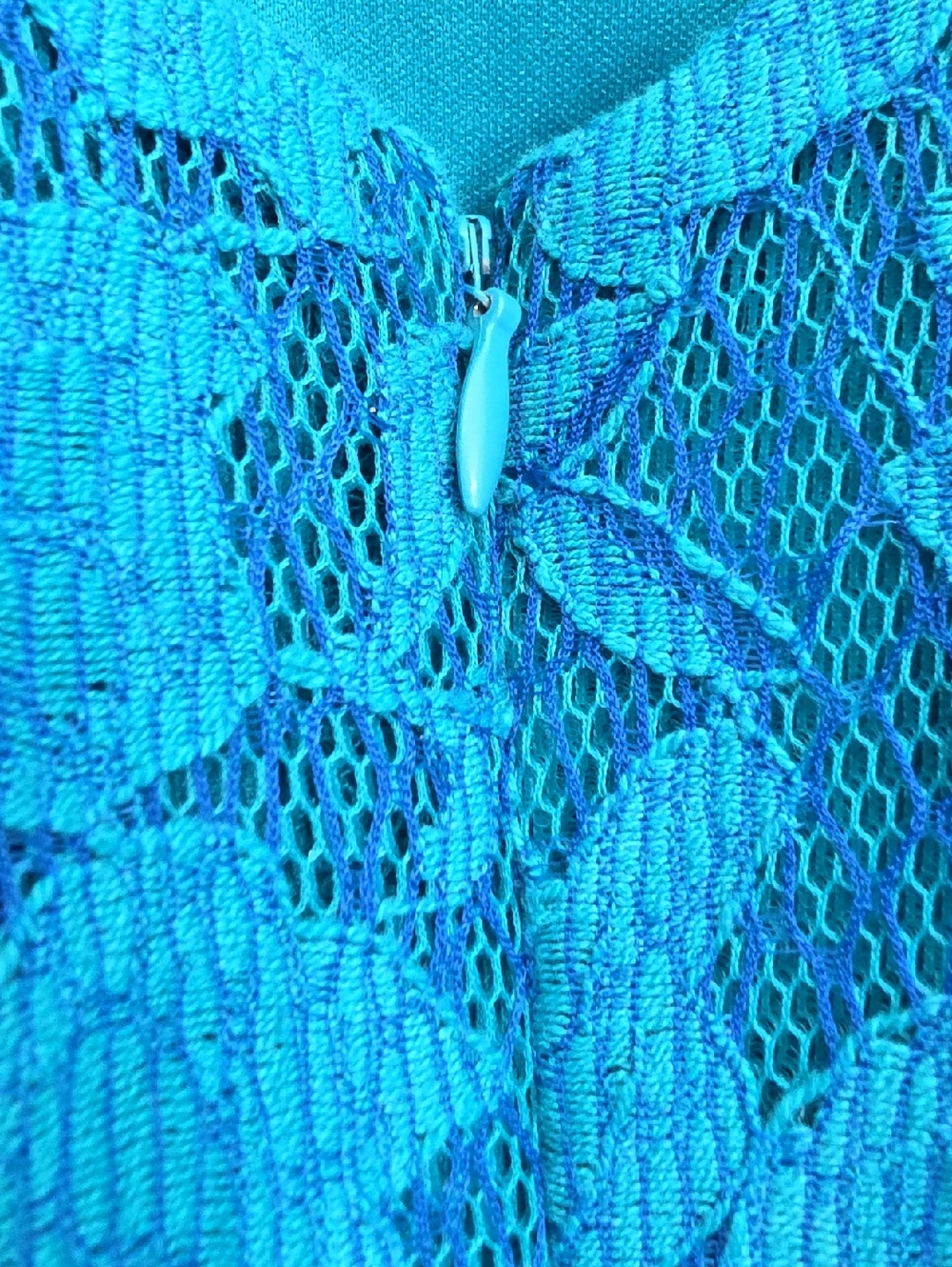 Nwot Calvin Klein Turquoise Lace Mesh Sleeveless Fit & Flare Knee Length Dress - Picture 13 of 16
